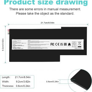 BTY-M6K Laptop Battery for MSI Stealth Pro GF63 GF65 GF75 GS63VR GS73VR 7RG 7RG-005 Thin 8RB 8RC 8RD 8RD-031TH 8RC 8RF 8SC 8RX Thin WS63 8SK WP65 WF65 WF75 MS-16K3 MS-17B4 MS-16W1 MS-16R1