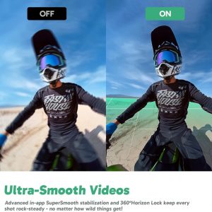 AKASO 360 Cámara de acción a prueba de condiciones climáticas 360° - Video 360 de 5.7K con sensores de 1/2 pulgada 48 MP, foto 360 de 72 MP, 360-SuperSmooth, pantalla táctil de 2.29 pulgadas, efecto