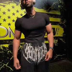 Men's Graphic Baggy Sweatpants Men Gym Pants Stretchy Casual Athletic Joggers with Pockets for Workout Training