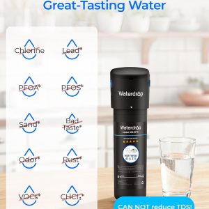 Waterdrop 10UA - Sistema de filtro de agua para debajo del fregadero, reduce PFAS, PFOA/PFOS, plomo, cloro, mal sabor y olor, filtro de agua para debajo de la encimera con conexión directa al grifo de