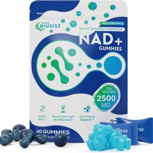 NAD Gummies Sugar Free, NAD+ Supplement with Liposomal Nicotinamide Riboside, Resveratrol, Quercetin, NAD Supplement for Anti-Aging, Energy, Cellular Health, Blueberry Flavor, 60 Gummies