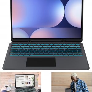 Funda con teclado para Samsung Galaxy Tab S9 Ultra/S8 Ultra/S10 Ultra de 14.6 pulgadas: cubierta de teclado desmontable retroiluminada de 7 colores con panel táctil inteligente, funda para tableta de
