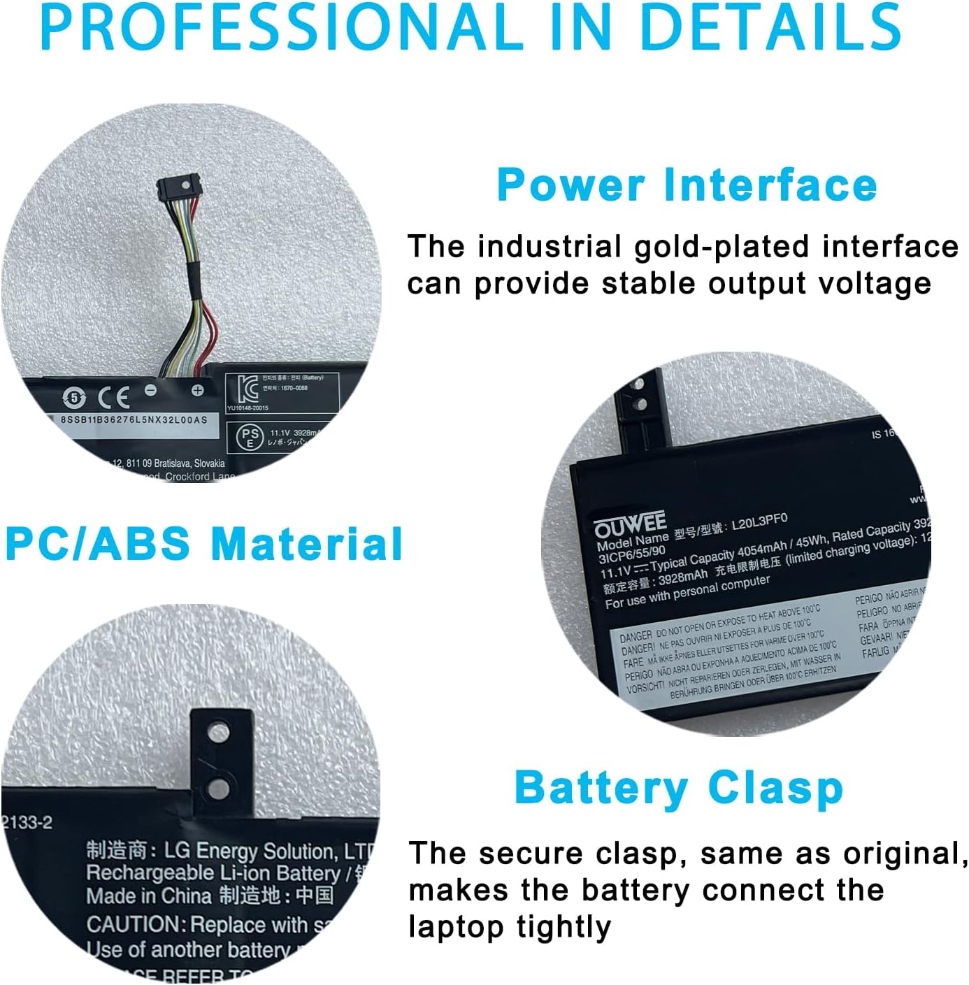L20M3PF0 Laptop Battery Compatible with Lenovo IdeaPad 3-14ITL6 3-15ITL6 3-17ITL6 / S14 V14 V15 V17 G2-ITL G3-IAP / K14 Series L20C3PF0 L20L3PF0 L20M3PF0 45Wh 4054mAh 11.1V