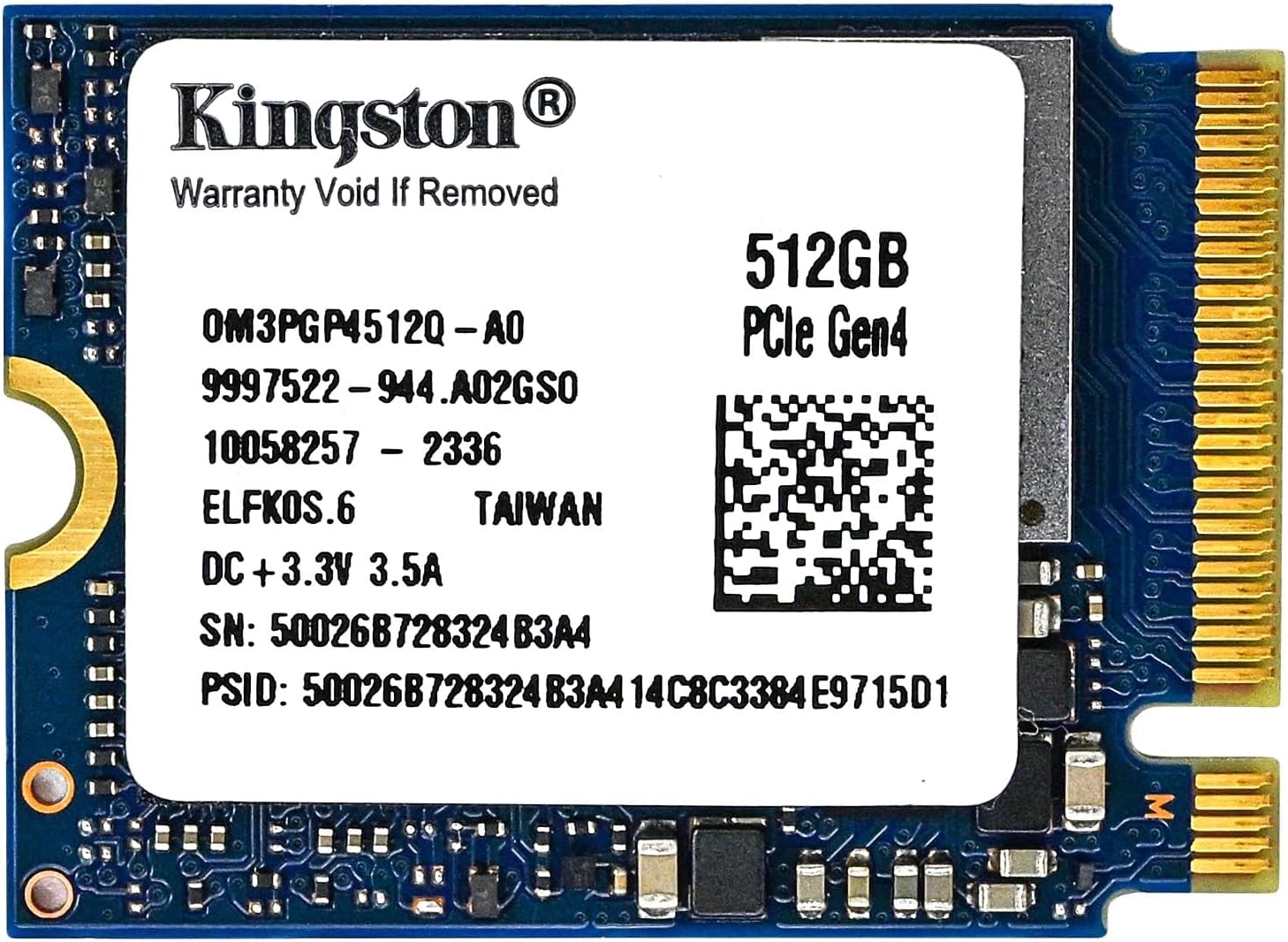 Kingston SSD M.2 2230 PCIe Gen 4.0x4 NVMe SSD TLC NAND de 512 GB (velocidades de hasta 4700 MB/s) OM3PGP4512Q-A0 compatible con Steam Deck Surface Ally Mini PCs