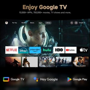 Proyector Wanbo X5 Pro Google TV compatible con 4K, proyector inteligente de 1100 lúmenes ANSI con WiFi y Bluetooth, proyector de películas para exteriores y hogar, enfoque automático y corrección