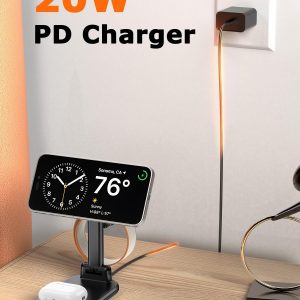 Cargador inalámbrico magnético Mag-Safe 3 en 1, estación de carga inalámbrica plegable de 15 W máximo para iPhone 17/16/15/14/13/12, cargador de viaje rápido para múltiples dispositivos, iWatch