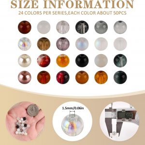 XSEINO About 1200PCS 6mm Glass Beads Bracelet Making Kit,24 Assorted Black and White Series Colorful Crystal Beads for Bracelet and Jewelry Making and DIY Crafts,Friendship Bracelets
