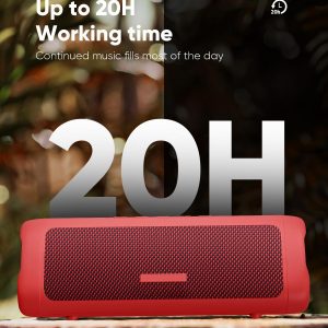 Altavoz Bluetooth con sonido HD, inalámbrico portátil, IPX5 impermeable, hasta 20 horas de reproducción, emparejamiento TWS, BT5.3, para el hogar, fiesta, al aire libre/playa, dispositivos electrónicos, regalo de cumpleaños (rojo)