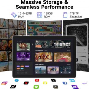 Winsing Android Tablet 10 Inch, Android 15 Tablets 2025 for Adults, Octa-Core, 12GB RAM,128GB Storage(2TB Expandable), Large Touch Screen Tablet with 10H Battery Life,WiFi & Bluetooth 5.0, Haze Blue