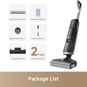 dreame H14 - Trapeador inalámbrico para aspirar en seco y húmedo de 180°, lavado con cepillo de 140 °F, secado rápido con aire caliente en 5 minutos, máquina inteligente de limpieza de suelos duros con potente succión, ideal para suciedad pegajosa