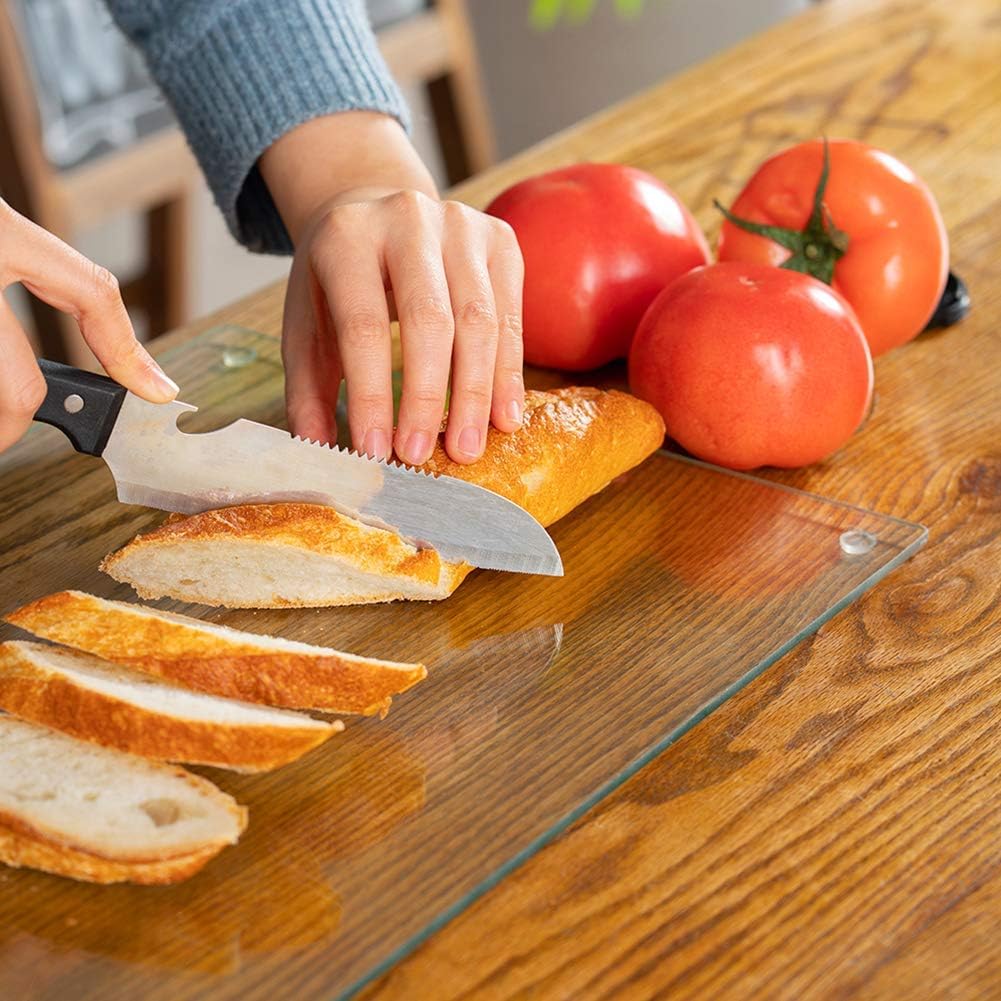 Murrey Home Glass Cutting Board Set for Kitchen Counter, Tempered Glass Chopping Boards Dishwasher Safe, Small Clear Countertop Tray, Set of 4
