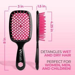 FHI Heat UNbrush - Cepillo desenredante para cepillar sin dolor en cabello húmedo o seco — Cerdas antiestáticas DuoFlex duraderas, mango ligero, cepillo ventilado