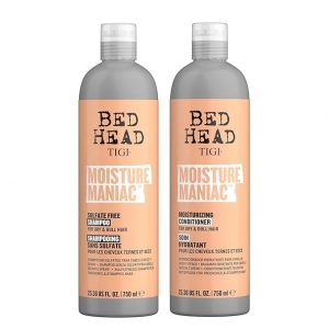TIGI Bed Head - Juego de champú y acondicionador sin sulfato para cabello seco, cuidado del cabello maníaco de humedad con aceite de argán, 25.36 onzas líquidas, paquete de 2