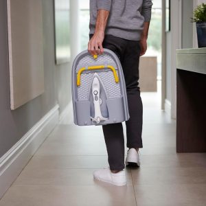 Joseph Joseph Tabla de planchar plegable de bolsillo con soporte para plancha y montaje en pared, compacta para ahorro de espacio, Gris/Amarillo