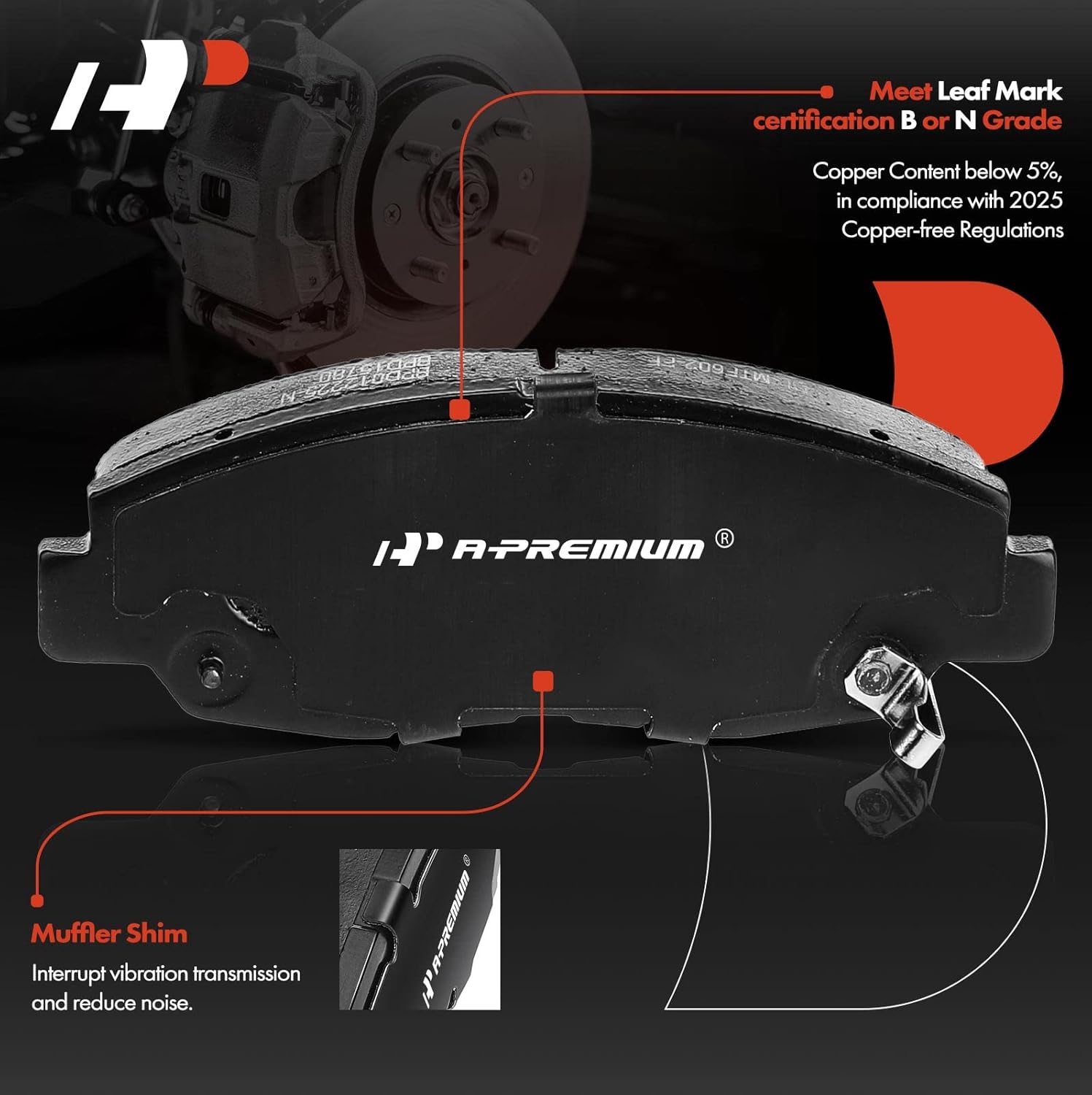 A-Premium 10.32 inch (262mm) Front Drilled and Slotted Disc Brake Rotors + Ceramic Pads Kit Compatible with Honda Models - Civic 2012, Civic 2013-2015 (Manual Transmission), 1.8L, 6-PC Set