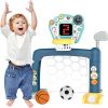 2026 Updated 4 in 1 Adjustable Basketball Hoop Soccer Goal for Toddlers 1-3,Kids Sports Toys with Golf Toy, LED Scoreboard, Music & Educational Games,Indoor & Outdoor Baby Activity Center