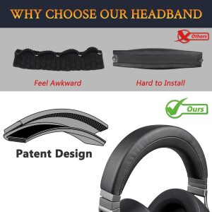 SOULWIT Replacement Kit for Corsair Virtuoso RGB Wireless XT SE Gaming Headset, Protein Leather Headband Headstrap Pad + Earpad Cushions Pad Repair Part - Black