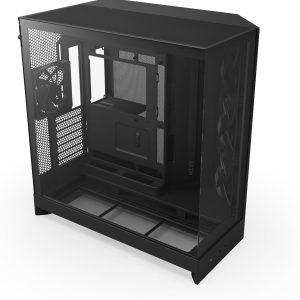 NZXT H9 Flow (2025) – Large Dual-Chamber ATX Mid-Tower Airflow PC Case – Includes 3 x 140mm & 1 x 120mm Fans – 420mm Radiator Support – Tempered Glass – Back-Connect Ready – Black