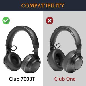 SOULWIT Almohadillas de repuesto para auriculares JBL Club700BT/Club 700BT, almohadillas con piel proteica más suave, espuma de aislamiento de ruido, color negro
