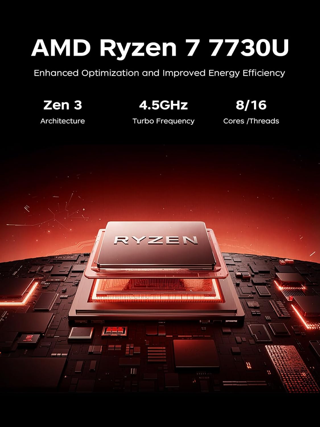 Laptop para juegos 2026 con procesador AMD Ryzen 7 7730U de 8 núcleos (hasta 4.5 GHz, 16 GB DDR4 RAM 512 GB SSD, gráficos AMD Radeon, WiFi pantalla IPS de 6,15.6 pulgadas, cámara web