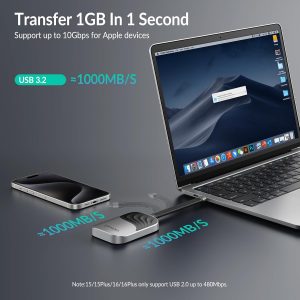 GiGimundo SSD magnético M20 de 512 GB, SSD portátil, aleación de zinc duradera, máximo 2000 MB/s para PC a través de USB-C 3.2 Gen 2x2, compatible con 15 Pro/15 Pro Max/16 Pro Max, Mac, tableta