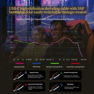 KZ ZS10 Pro 2 USB C Headphones with Mic lEM for Gaming in Ear Monitors Hybrid 4BA+1DD, Deep Bass Comfort-Fit Wired Earbuds High-Definition Decoding Cable Built-in DSP with 4 EQ Modes