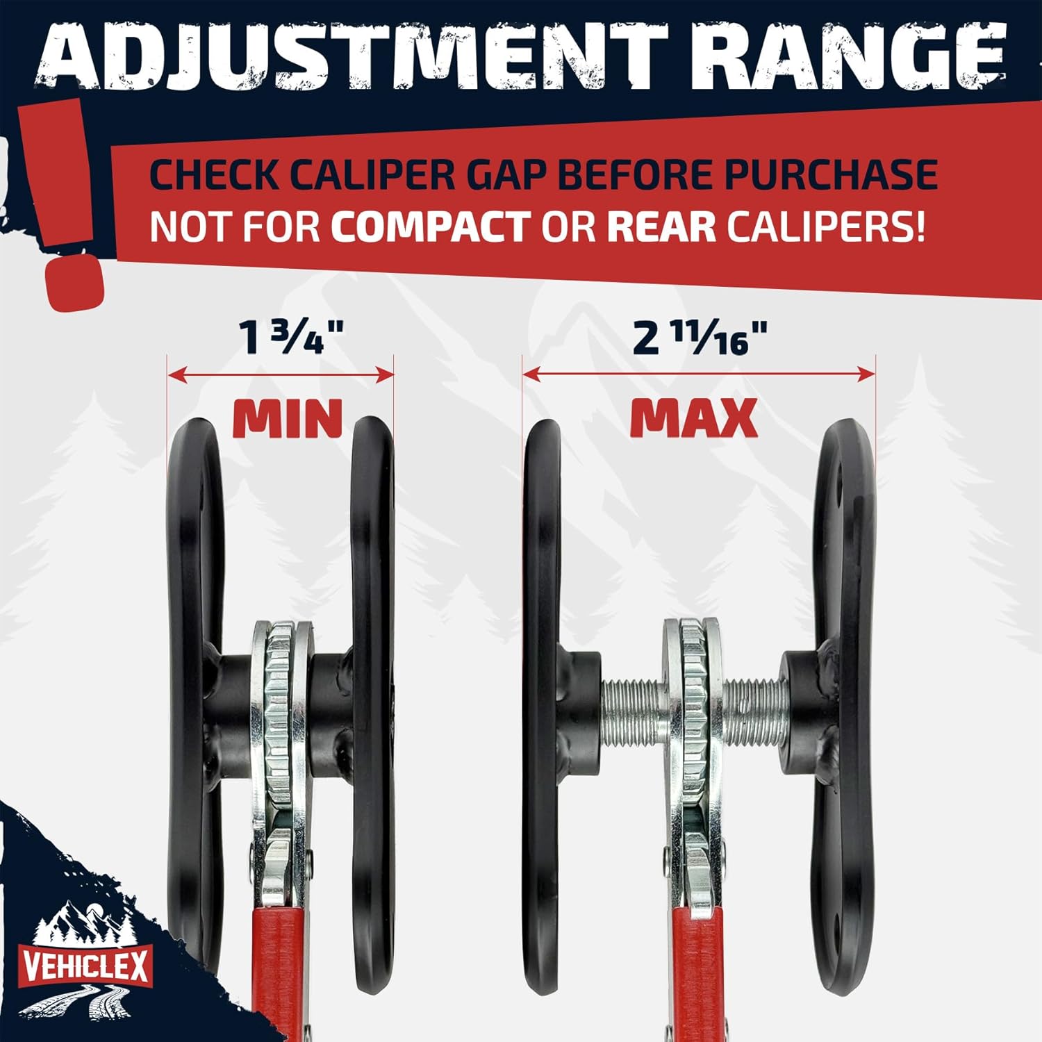 Vehiclex Brake Caliper Compression Tool – Heavy Duty Brake Pad Spreader Tool with Ratcheting Handle & Rib-Reinforced Plates – Caliper Piston Compressor Tool for Cars, SUVs, and Light Trucks