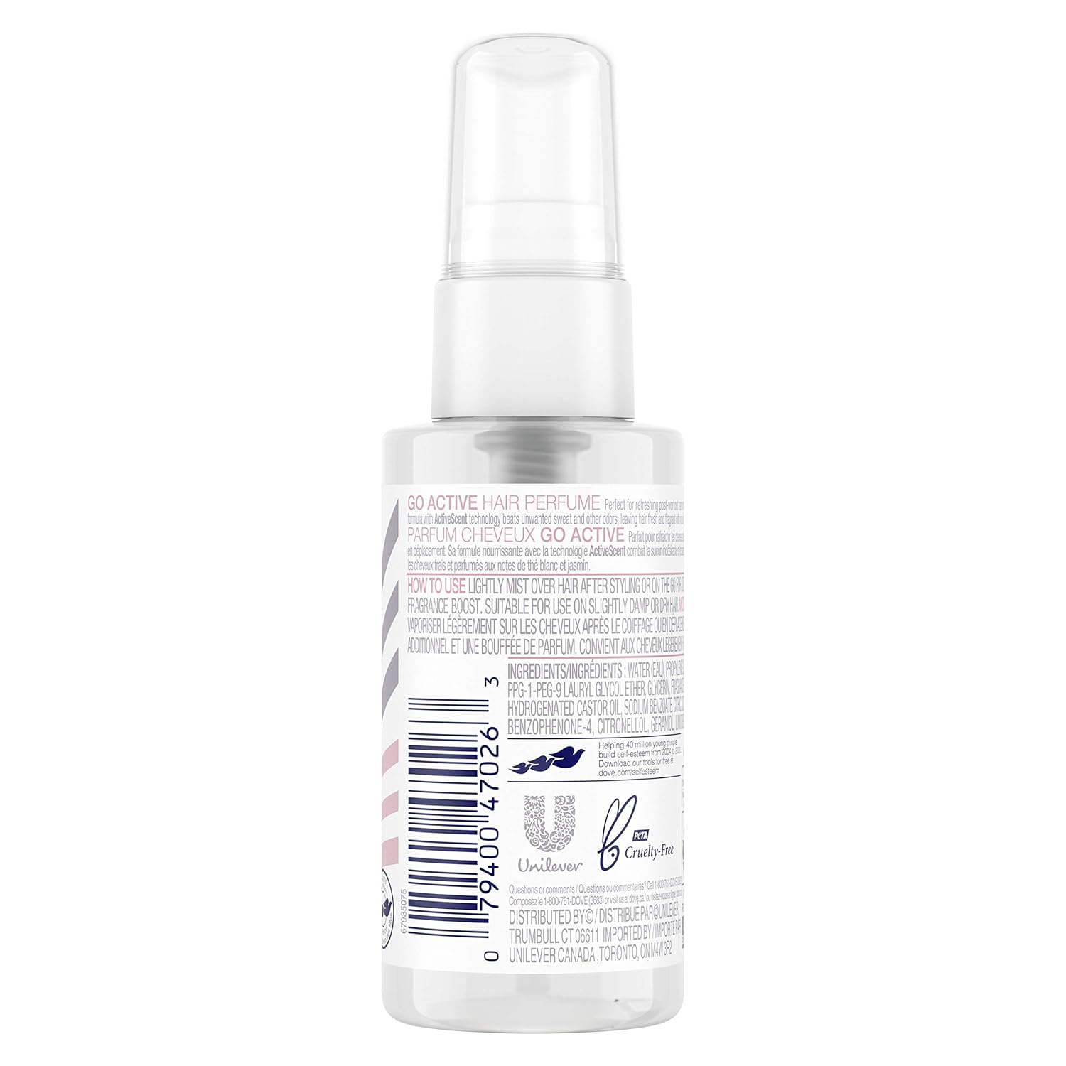 Dove Care Between Washes Hair Perfume Hair Fragrance For Sweat and Odors Go Active Hair Product for 24 Hour Protection 1.7 oz