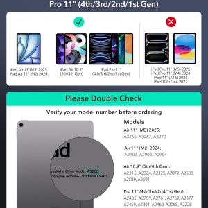 ESR iPad Air 11 Inch Case with Keyboard (M3/M2, 2025/2024) & iPad Pro 11/Air 5th/4th Gen Keyboard, Easy-Set Magnetic Stand, Portrait/Raised Modes, with Removable Protective Case, Black
