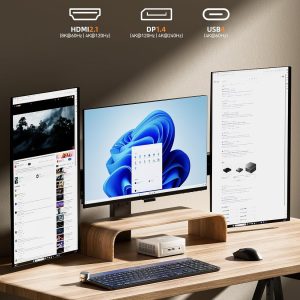 MINISFORUM Mini PC UM880 Plus AMD Ryzen 7 8845HS(8C/16T, up to 5.1GHz), 32GB DDR5 1TB PCIe4.0 SSD, Micro Computer Radeon 780M Graphics,HDMI+DP+USB4 Triple Display, OCuLink Port, 2.5G LAN, 5xUSB Ports