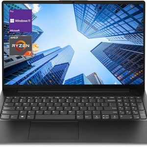 Lenovo V-Series V15 portátil de negocios, pantalla FHD de 15.6 pulgadas, AMD Ryzen 7 7730U, 16 GB de RAM, SSD de 512 GB, teclado numérico, HDMI, RJ45, cámara web, Wi-Fi, Windows 11 Pro, negro