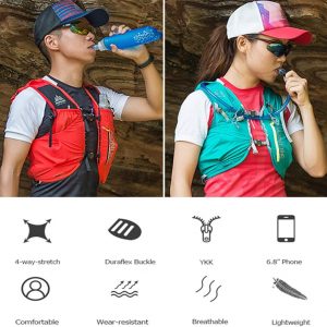 AONIJIE 12L Hombres Mujeres Correr Chaleco Pack Hidratación Mochila Deportes al Aire Libre Bolsa para Maratón Ciclismo Senderismo