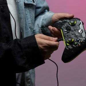 PDP Wired Xbox Gaming Controller: Gamepad Licensed for Xbox Series X|S, Xbox One, PC, Audio Controls, 8ft Cable, 3.5mm jack, Mappable Buttons/Triggers, Companion App: Electric Carbon Grey/Yellow