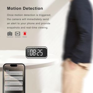 Cámara de Seguridad Mini, 4K Real Full HD, Cámara de Niñera con Dos Conjuntos de Configuración de Reloj de Alarma para Seguridad del Hogar, Visión Nocturna y Alertas de Detección de Movimiento