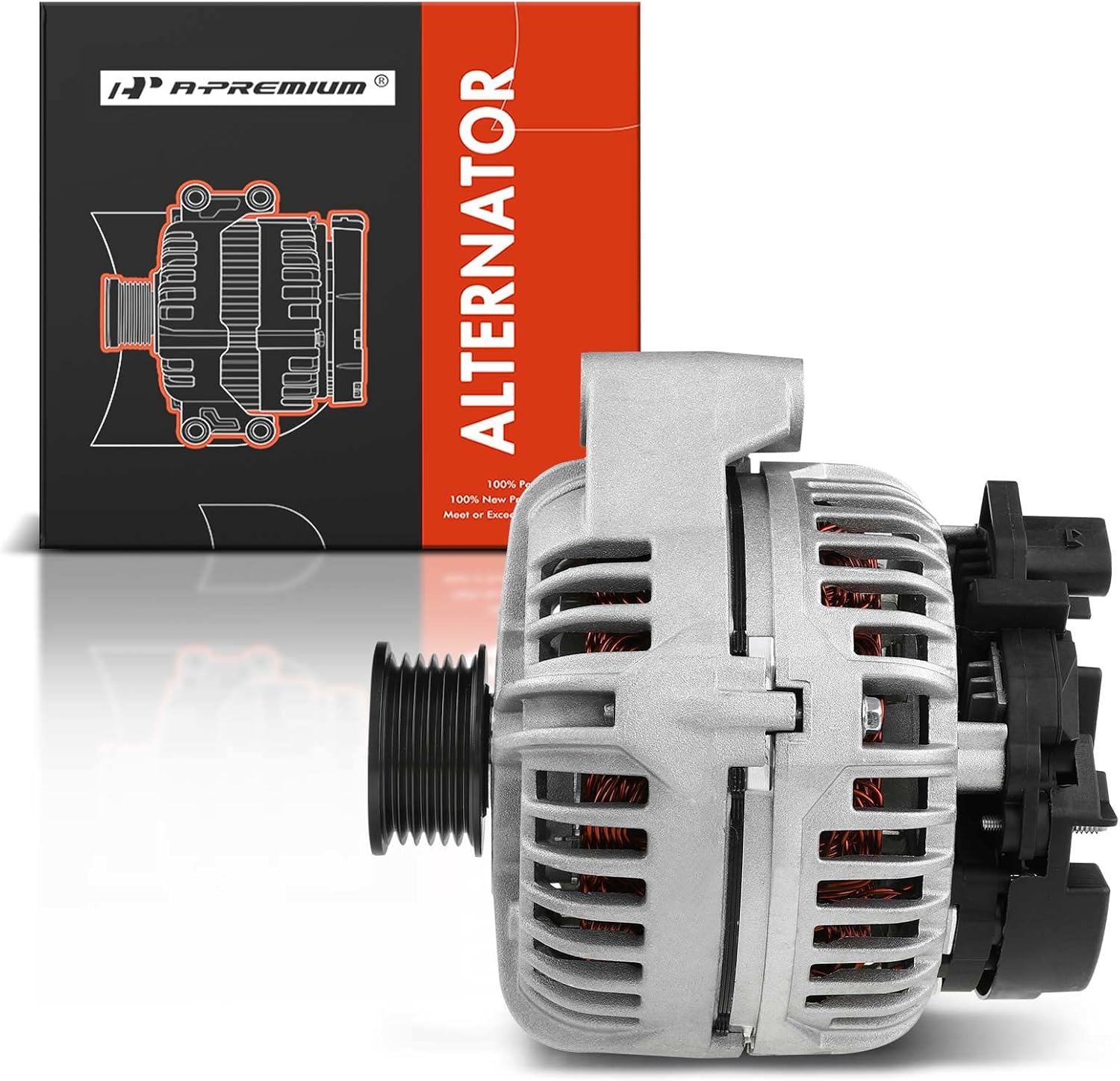 A-Premium Alternador compatible con Mercedes-Benz C240 01-05, C32 AMG, C320, SLK32 AMG, SLK320, CLK320, ML320, ML350 y Chrysler Crossfire, polea de 6 ranuras de 12V 120A CW, reemplazo # 0124515055 6,