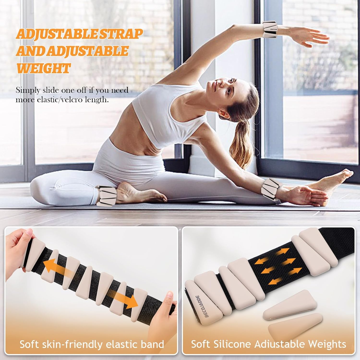 BECOJADDE Juego de pesas de tobillo de 2 (1 libra/2 libras/3 libras cada una) Pesas ajustables de muñeca para mujeres y hombres, pesas portátiles para brazo y pierna para pilates, correr, caminar