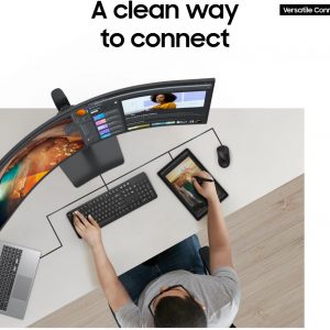 Samsung 49” Monitor de Computadora Ultraancho Curvo Dual QHD para Negocios, USB-C, DisplayPort, HDMI, 120Hz, VESA DisplayHDR 400, Altavoces Integrados, Soporte de Altura Ajustable, Cuidado de Ojos