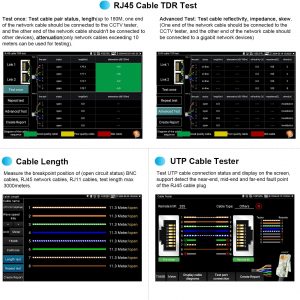 Probador de cámara IP 4K 12MP, salida de potencia PoE de 90 W, prueba CCTV de pantalla táctil de 8 pulgadas para cámaras de 8MP TVI CVI AHD CVBS, prueba SFP, prueba TDR de cable RJ45, herramientas de