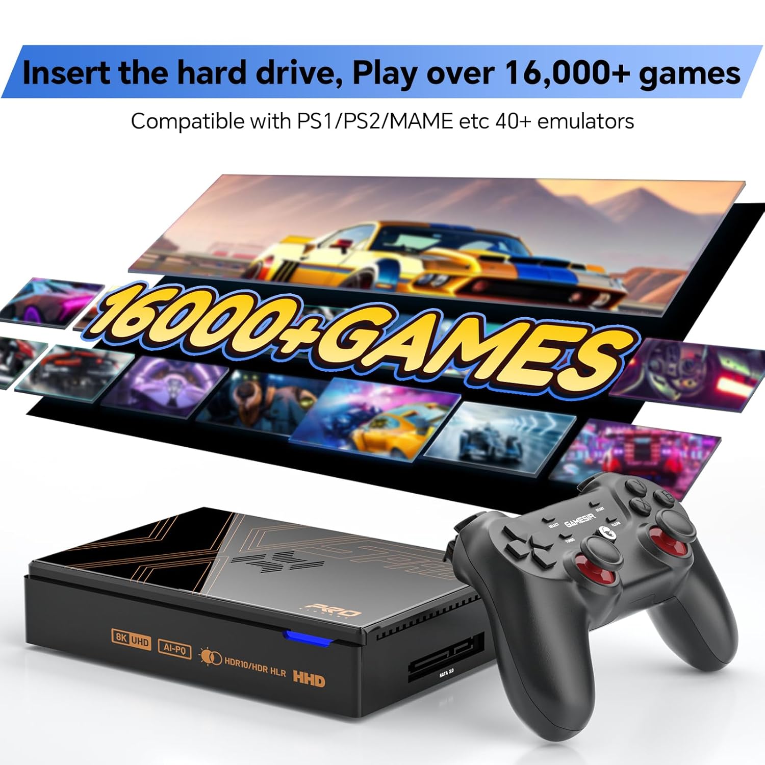 Kinhank Super Console X5 PRO Retro Gaming Console with 16,000+ Games,Android 12.0 OS, Emulator Consoles,8K UHD Output, AV1, WiFi 6 BT 5.0, RK3588S Chipset, Wireless Controller Included