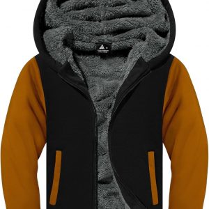 ZITY Boys Zip Up Hoodie Fleece Jacket Kids Sherpa Lined Sweatshirts Outerwear Unisex Warm Winter Coat 6-15 Years Old