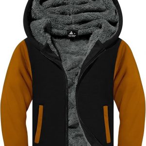 ZITY Boys Zip Up Hoodie Fleece Jacket Kids Sherpa Lined Sweatshirts Outerwear Unisex Warm Winter Coat 6-15 Years Old