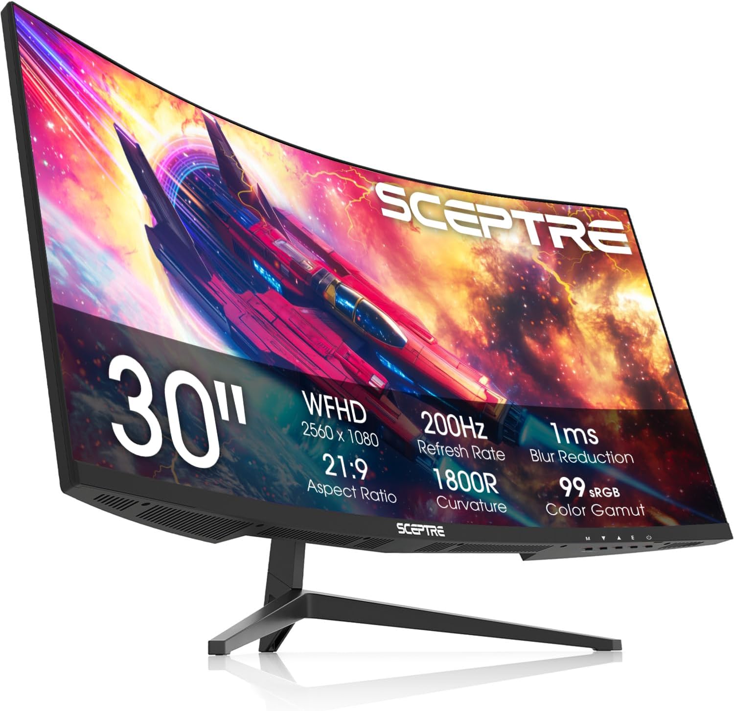 ¡Nuevo! Sceptre - Monitor para juegos curvado de 30 pulgadas 200+Hz FreeSync Altavoces integrados 2560 x 1080p HDMI x2 DP x2 Negro máquina 2026 (Serie C305B-200UN)