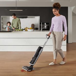 dreame H14 - Trapeador inalámbrico para aspirar en seco y húmedo de 180°, lavado con cepillo de 140 °F, secado rápido con aire caliente en 5 minutos, máquina inteligente de limpieza de suelos duros con potente succión, ideal para suciedad pegajosa