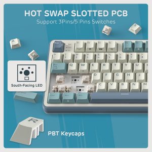 RK ROYAL KLUDGE S98 Teclado mecánico con pantalla inteligente y perilla, teclado mecánico inalámbrico de montaje superior 96% BT/2.4G/USB-C, intercambiable en caliente, soporte de software, sonido