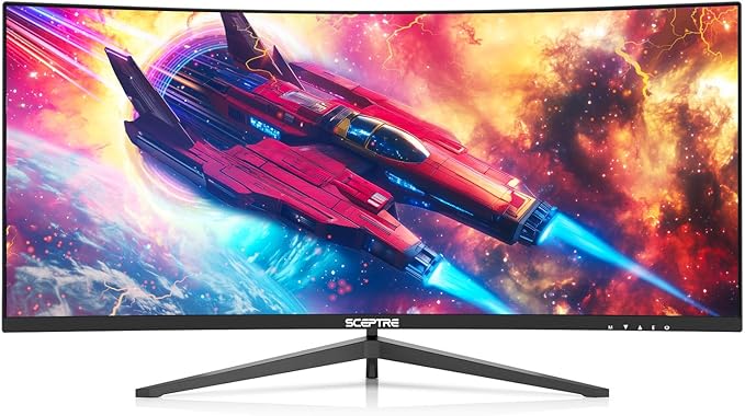 ¡Nuevo! Sceptre - Monitor para juegos curvado de 30 pulgadas 200+Hz FreeSync Altavoces integrados 2560 x 1080p HDMI x2 DP x2 Negro máquina 2026 (Serie C305B-200UN)