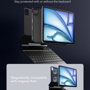 ESR iPad Air 11 Inch Case with Keyboard (M3/M2, 2025/2024) & iPad Pro 11/Air 5th/4th Gen Keyboard, Easy-Set Magnetic Stand, Portrait/Raised Modes, with Removable Protective Case, Black