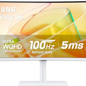 Samsung Monitor de computadora curvado ViewFinity (S65TC) de 34 pulgadas serie Ultra-WQHD 1000R, HDR10, 100Hz, AMD FreeSync, Thunderbolt 4, soporte ajustable en altura, altavoces incorporados, cuidado