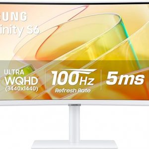 Samsung Monitor de computadora curvado ViewFinity (S65TC) de 34 pulgadas serie Ultra-WQHD 1000R, HDR10, 100Hz, AMD FreeSync, Thunderbolt 4, soporte ajustable en altura, altavoces incorporados, cuidado