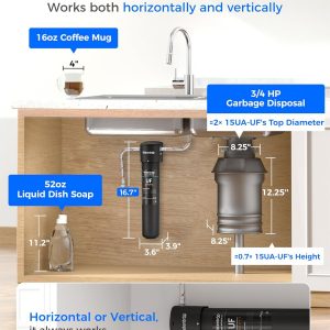 Waterdrop 15UA-UF 0.01 μm Ultra Filtration Under Sink Water Filter System, 2 Years, Reduces Lead, Chlorine, Bad Taste & Odor, Direct Connect to Kitchen Faucet, USA Tech