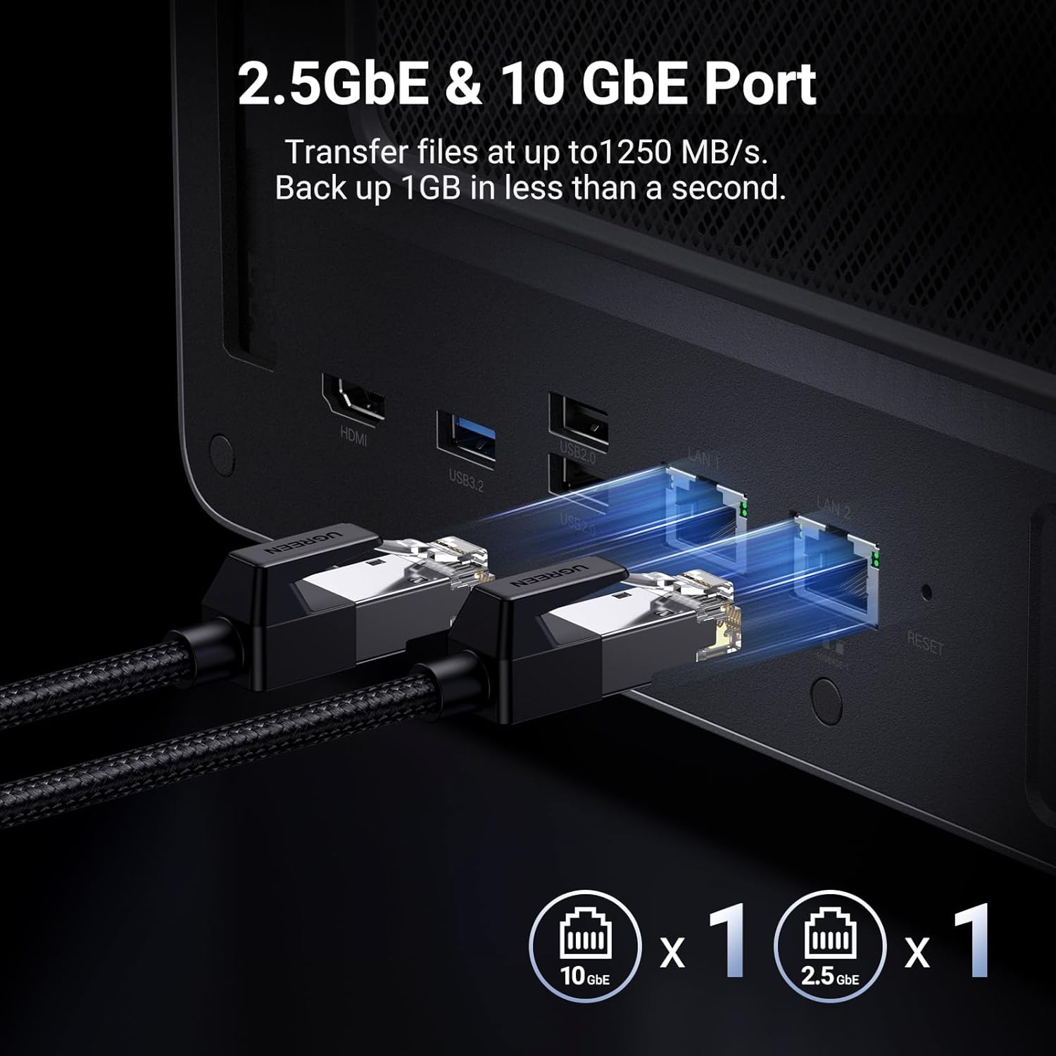 UGREEN NAS DXP6800 Plus 6-Bay Desktop NAS, Intel i3 1215u 6-Core CPU, 8GB DDR5 RAM, 128G SSD, 1x 10GbE and 1x 2.5GbE LAN Port, 2X M.2 NVMe Slots, 4K HDMI, Network Attached Storage (Diskless)